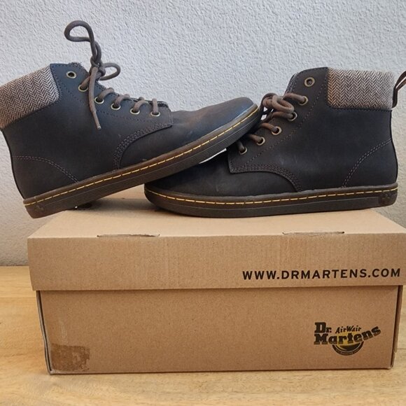 Womens Dr Doc Martens Maelly Boots Brown Leather Padded Collar AW004 Size 8 - Picture 1 of 16